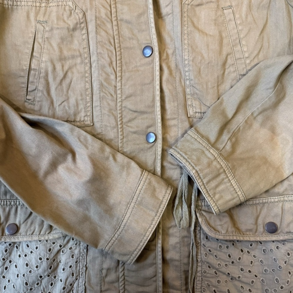Reitmans Khaki Utility Military Cargo Lightweight Jacket Size 14P Fall Spring - Picture 15 of 16